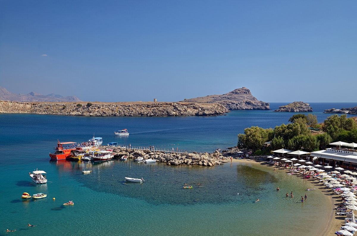 Lindos — Pier at Lindos. Rhodes, Greece